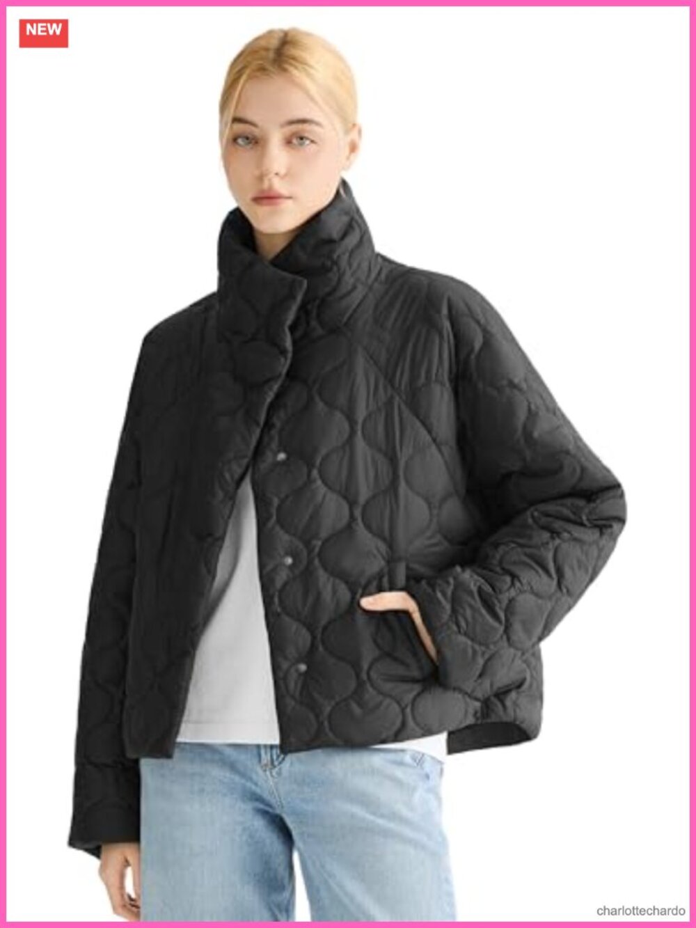 Oversized Quilted Cropped Lightweight Puffer Jacket